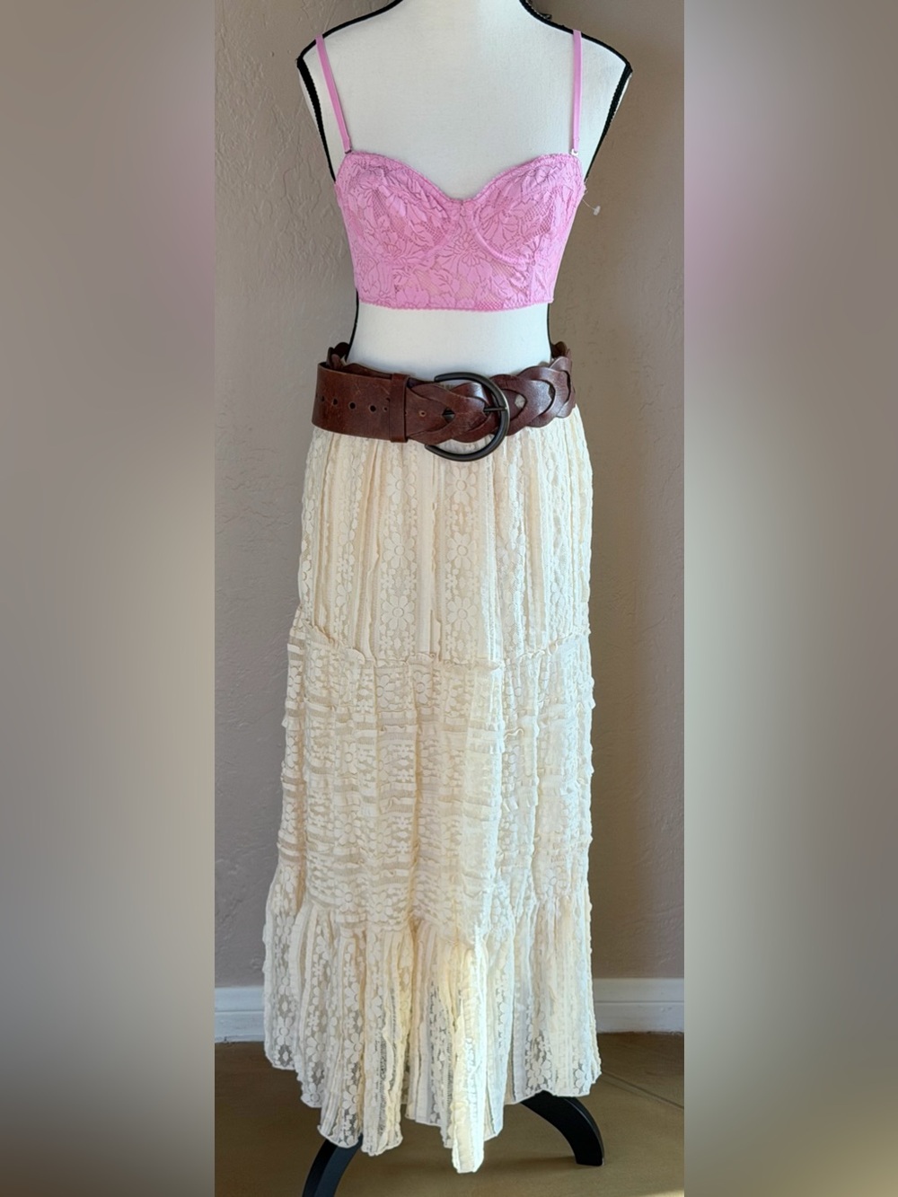 Solitaire Lace Overlay Maxi Skirt